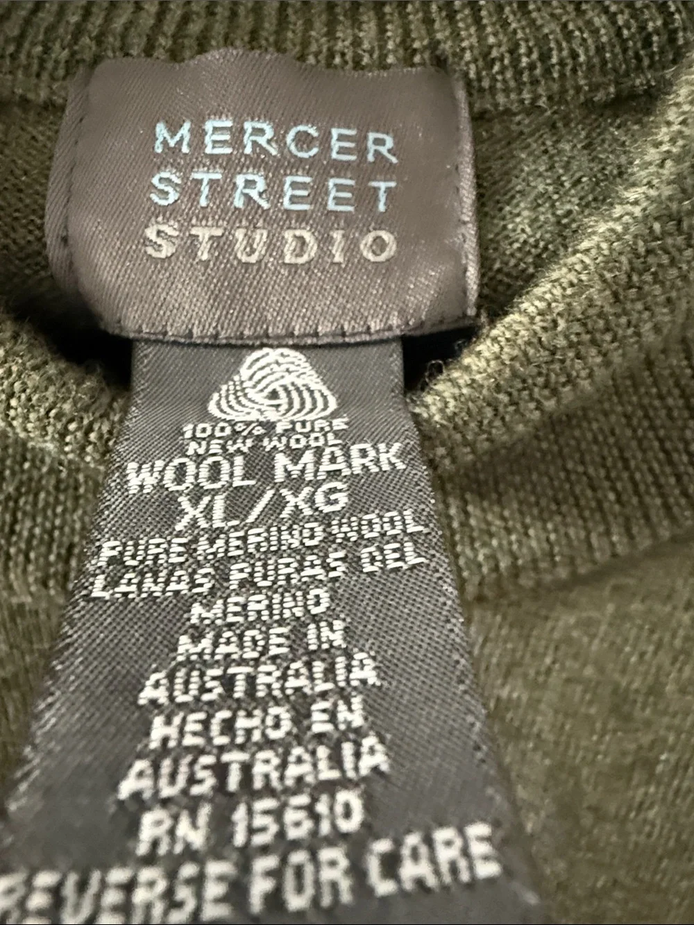 Mercer Street Studio Olive Green Turtleneck Sweater
